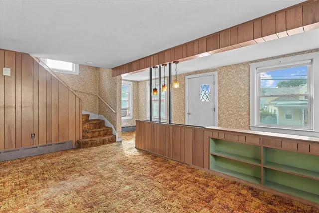 a bathroom with a sink vanity and a mirror