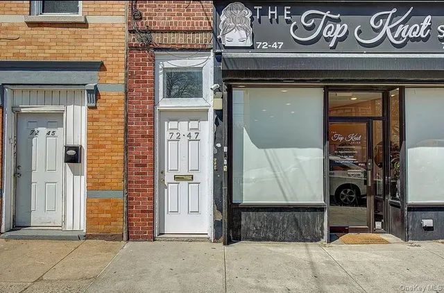 a view of a door of the building