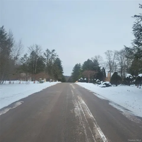 a view of a road with a beach
