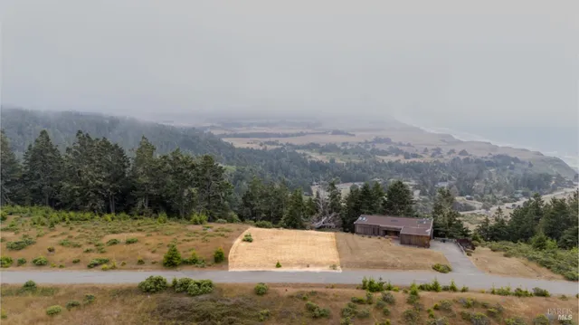 a view of a dry yard with mountain