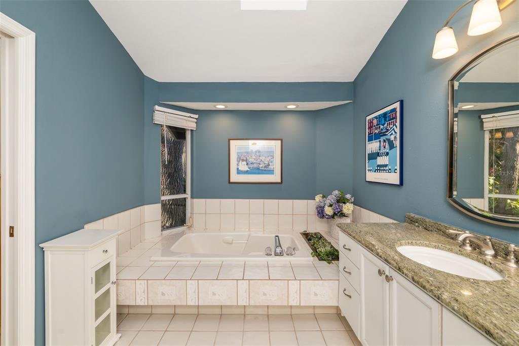 4480 Ascot Circle South Sarasota, FL 34235 - Photo 23 of 76 a bedroom with a granite countertop sink and a mirror