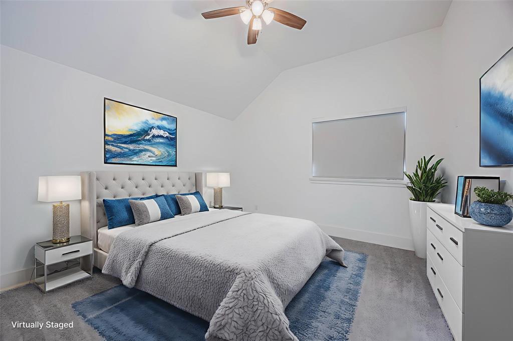 2081 Holt Way Grapevine, TX 76051 - Photo 28 of 40 a bedroom with a large bed and a chandelier