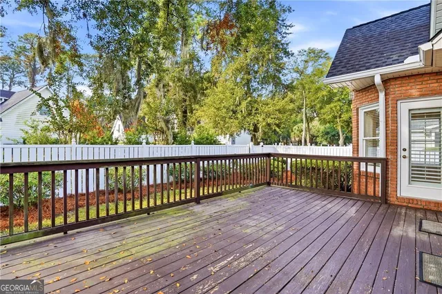 a view of a wooden roof deck