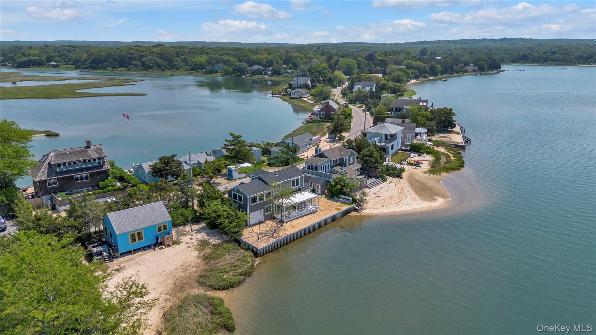 286 Towd Point Road Southampton, NY 11968 - Photo 27 of 35 an aerial view of a house with a lake view