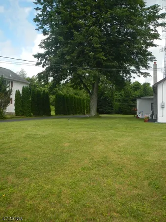 a view of a green field with trees in the background