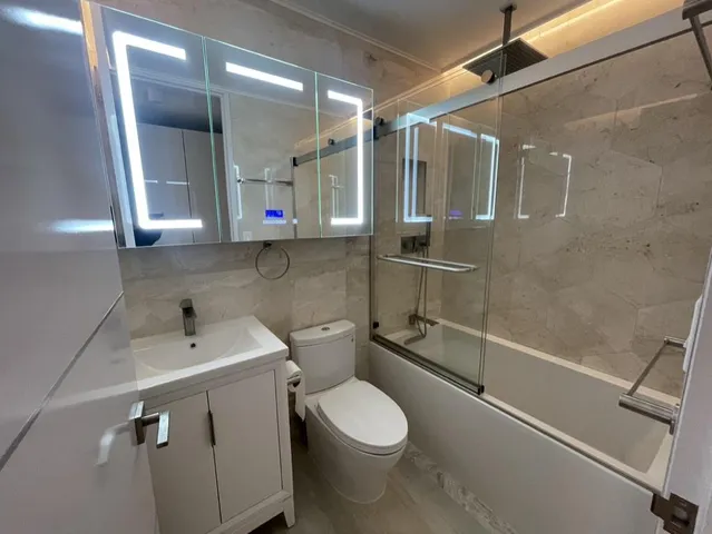 a view of a city from a living room