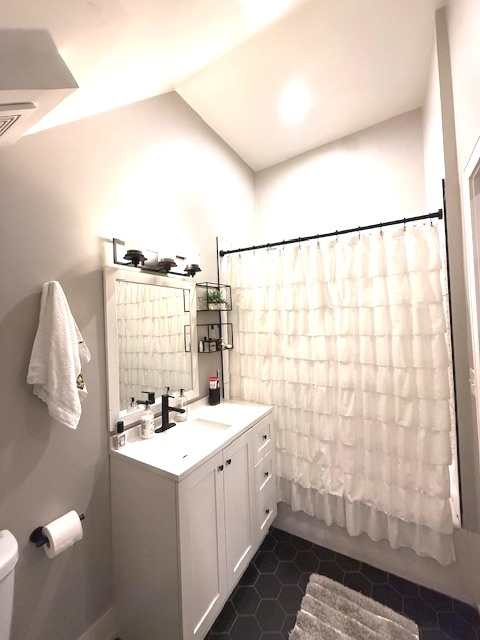 2115 West Barry Avenue, Unit CH Chicago, IL 60618 - Photo 11 of 15 a bathroom with a sink vanity and a mirror