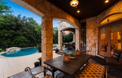 a outdoor space with seating