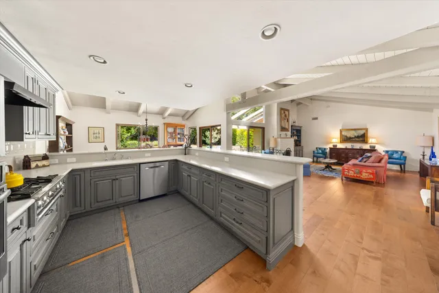 a kitchen with lots of counter top space
