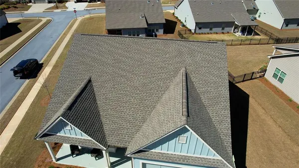 an aerial view of a house