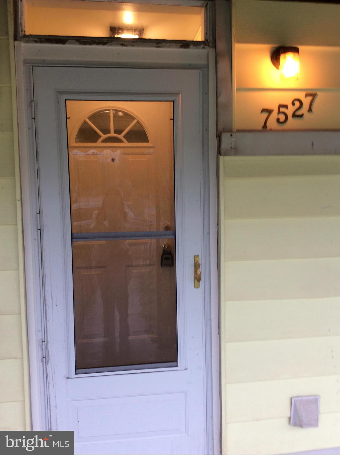 a door with a bench