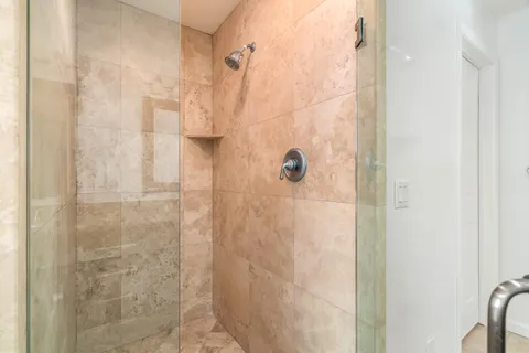 a bathroom with a shower