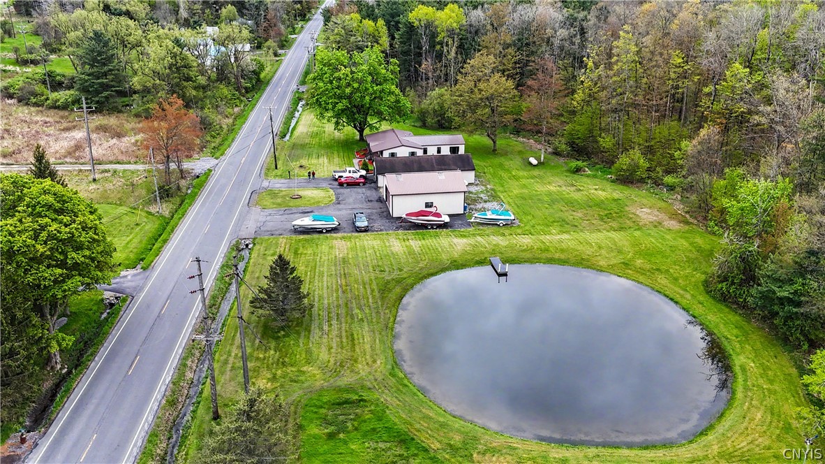 2254 Hanshaw Road Dryden, NY 13068 - Photo 44 of 47 Aerial View with Stock Pond