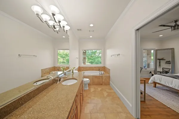 a very nice looking dining room with a large window