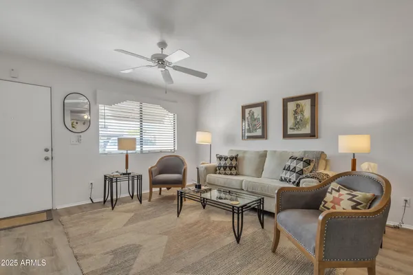 a living room with furniture
