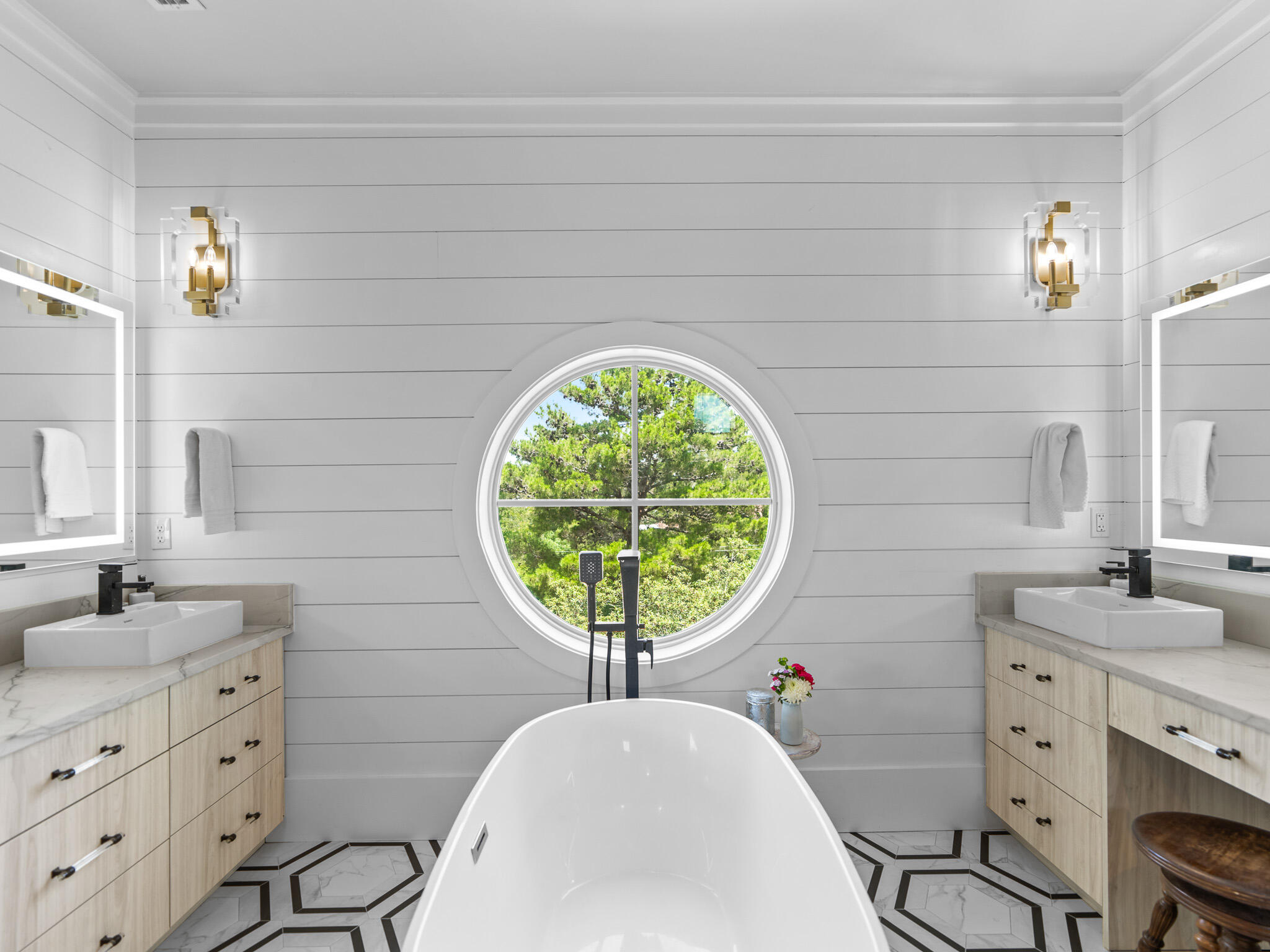 16 South Lake Drive Santa Rosa Beach, FL 32459 - Photo 29 of 70 a bathroom with a sink a mirror and vanity