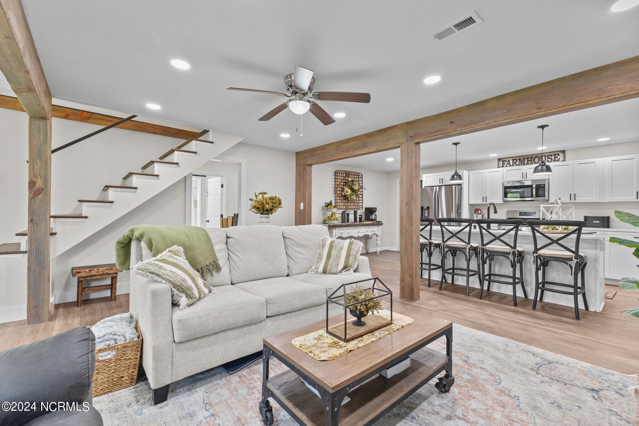 263 Core Creek Road Beaufort, NC 28516 - Photo 5 of 55 farmhouse with beautiful locally milled support beams