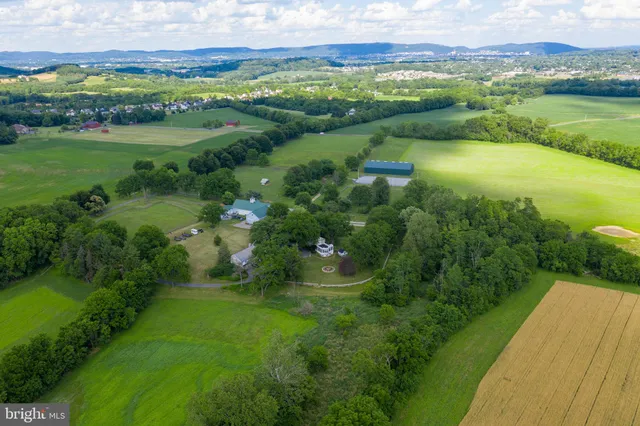 a view of a green field with an ocean