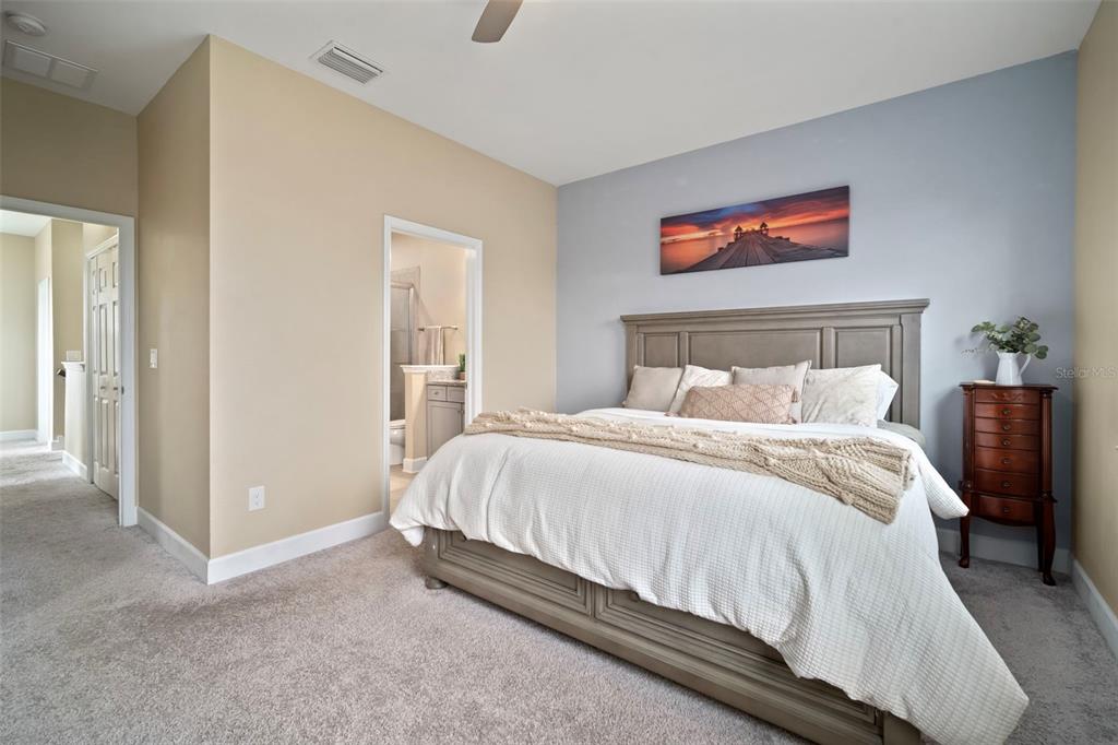 5807 Circa Fishhawk Boulevard Lithia, FL 33547 - Photo 12 of 40 a bedroom with a bed and a chandelier