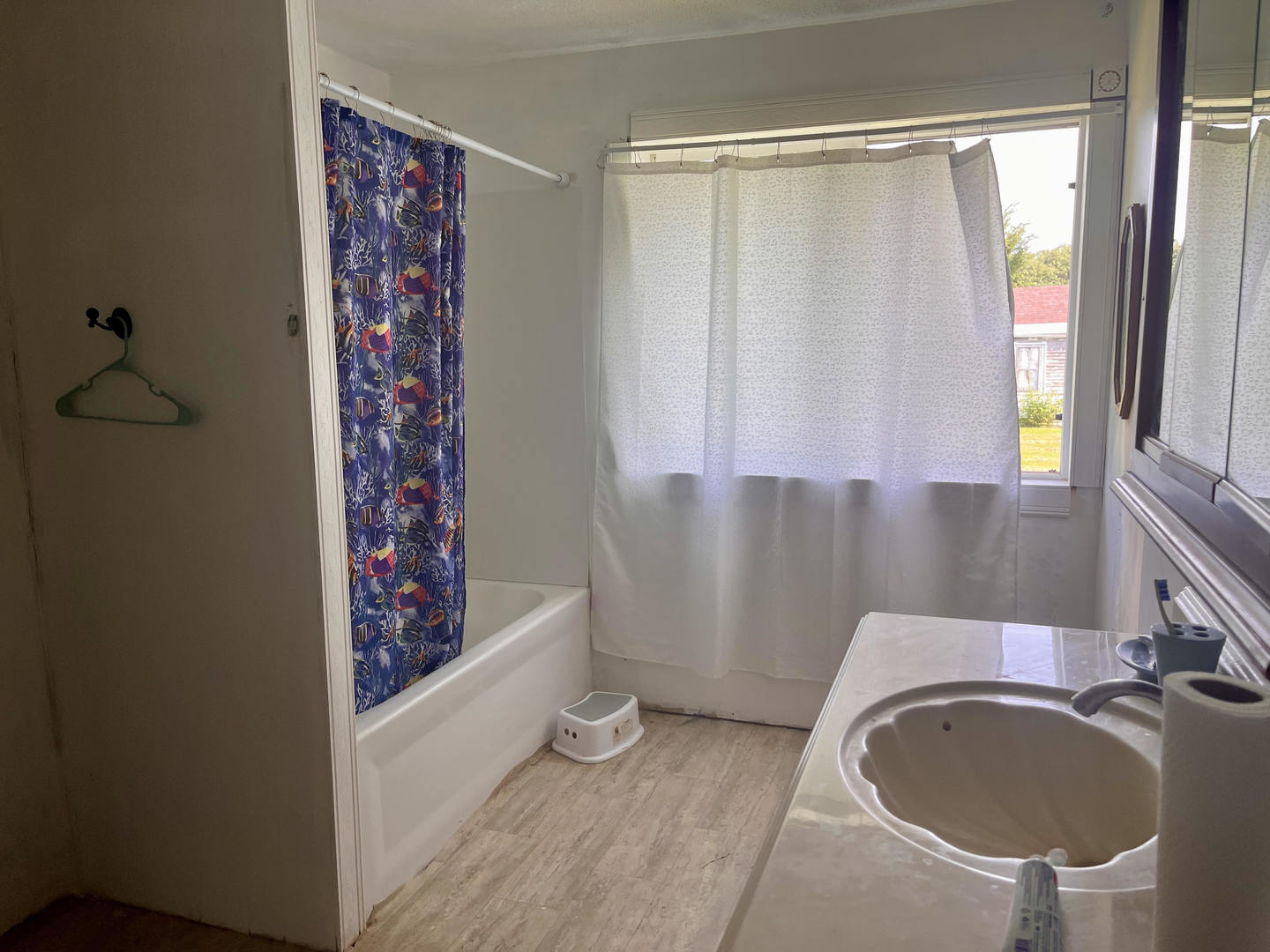237 North Main Street Roberts, IL 60962 - Photo 4 of 11 a bathroom with a sink a mirror and a shower