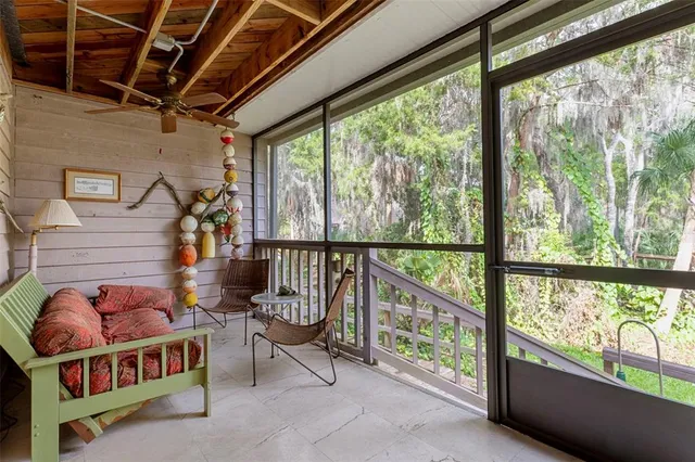a outdoor space with balcony