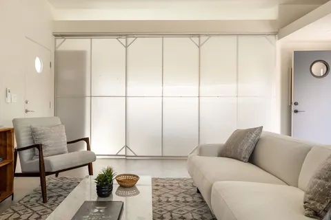 a living room with furniture