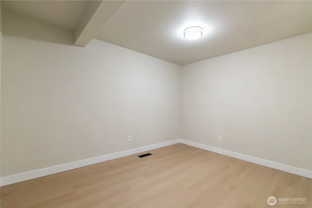 an empty room with a workbench