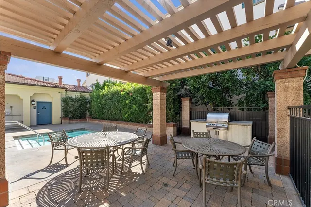 a patio with an outdoor space