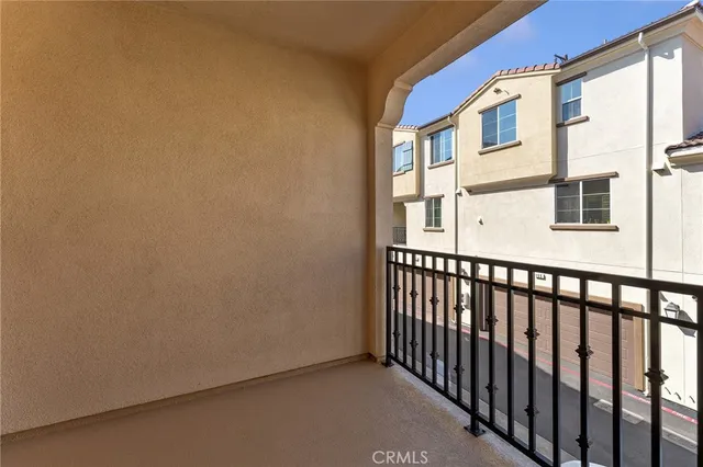 a view of a building from a balcony