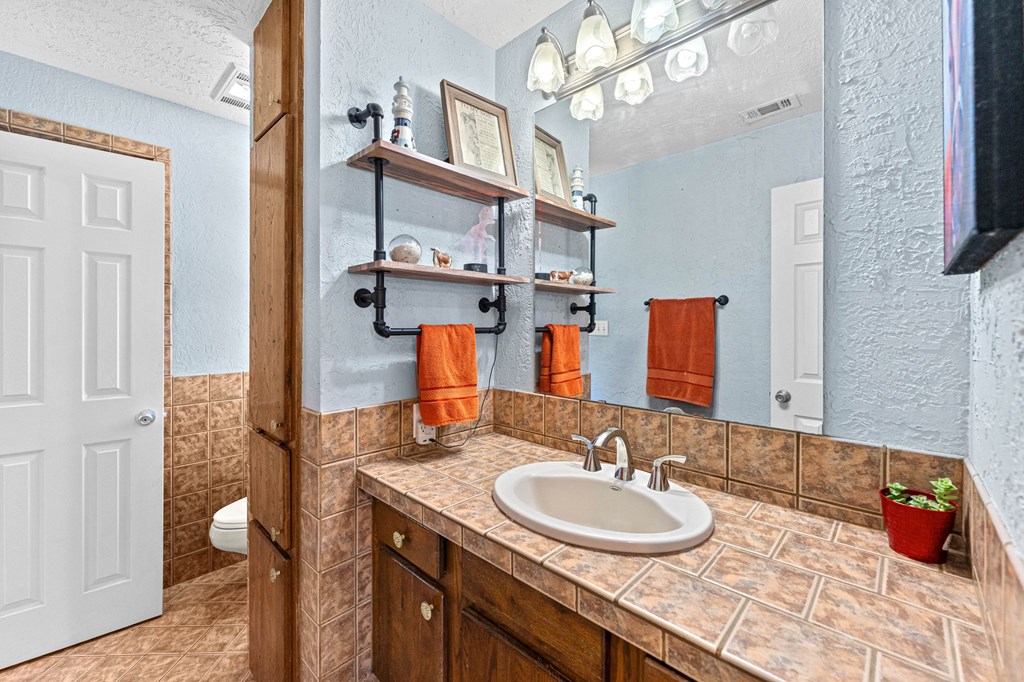 43 High Street Road Comfort, TX 78013 - Photo 71 of 90 a bathroom with a sink and a mirror