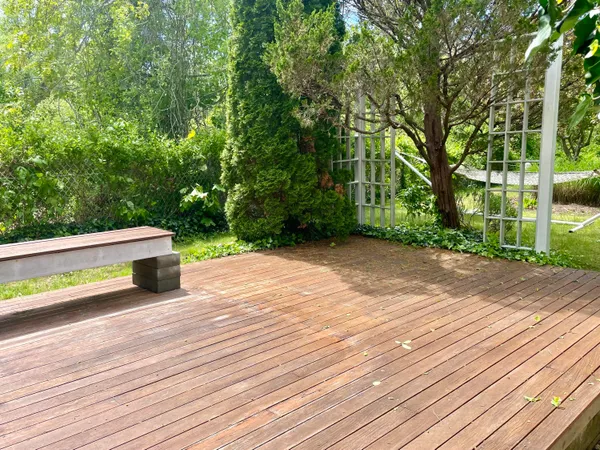 a view of an outdoor space and deck