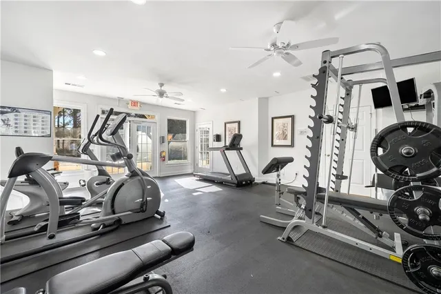 a view of a room with gym equipment