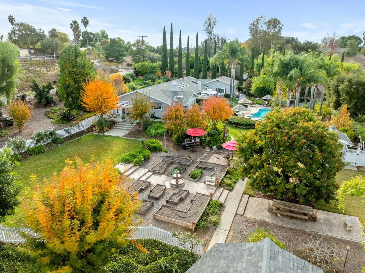 1346 El Nido Drive Fallbrook, CA 92028 - Photo 65 of 75 an aerial view of a house with swimming pool a yard and lake view