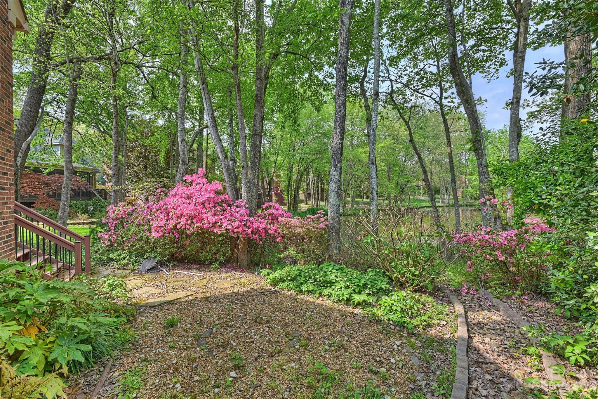 4724 Carson's Pond Road, Unit 104 Charlotte, NC 28226 - Photo 33 of 38 a small garden covered with tall trees