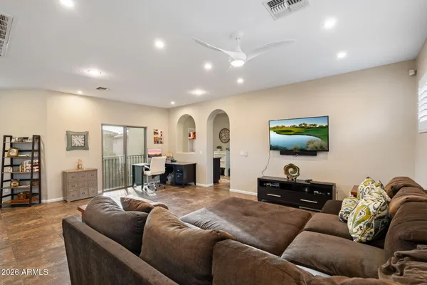 a living room with furniture