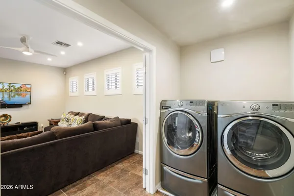 a outdoor space with patio furniture and a potted plant
