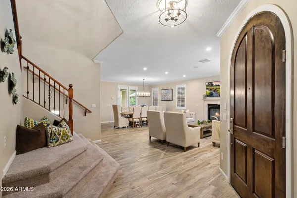 a view of livingroom with furniture and staircase