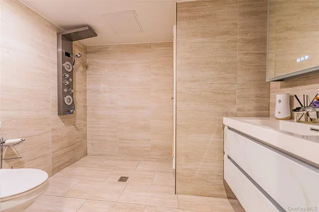 a view of a dining room with furniture and window