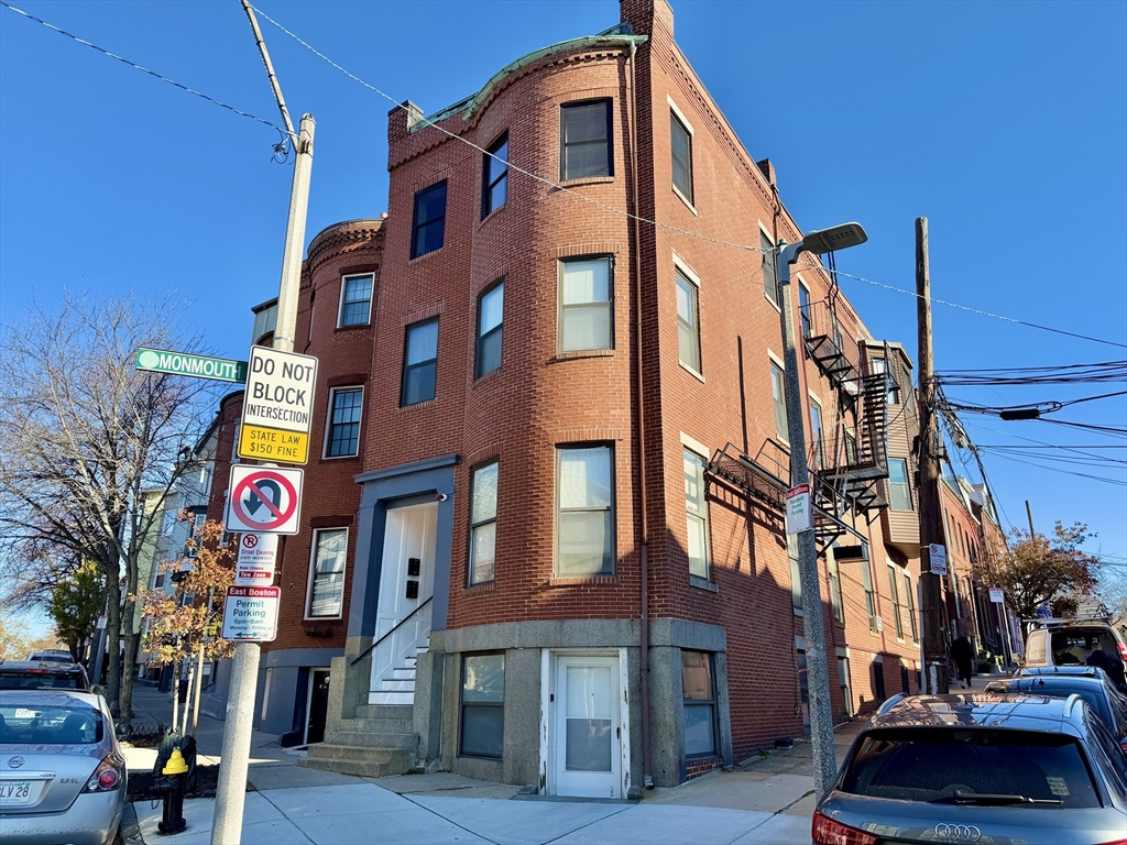 a front view of a multi story building