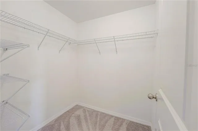 a view of a room with racks on the wall