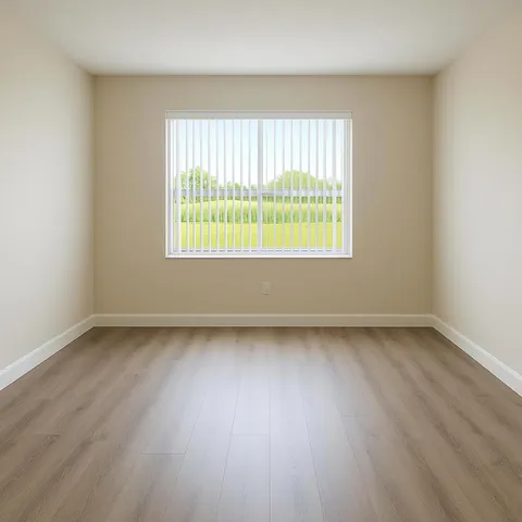 an empty room with a window