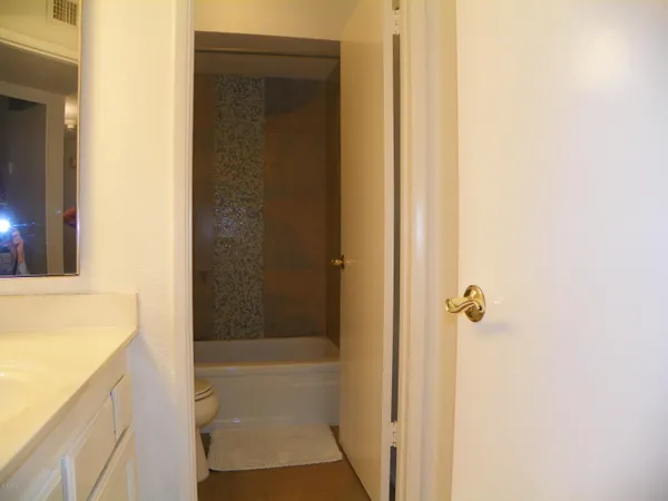 a bathroom with a bathtub