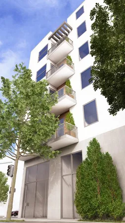 a view of a multi story building
