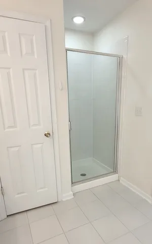 a view of a room with racks on the wall