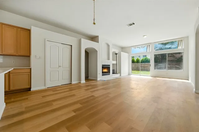 a view of a livingroom with a fireplace
