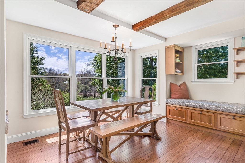34 Everett Street Natick, MA 01760 - Photo 9 of 34 a view of a dining room with furniture large windows and wooden floor