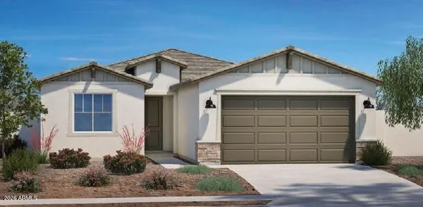 a front view of a house with garage