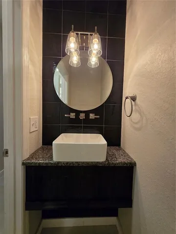 a view of a yard from a porch