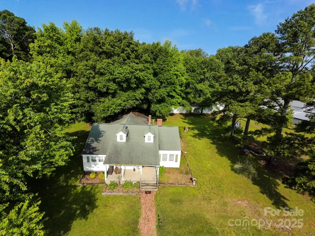 a view of a big yard with large trees