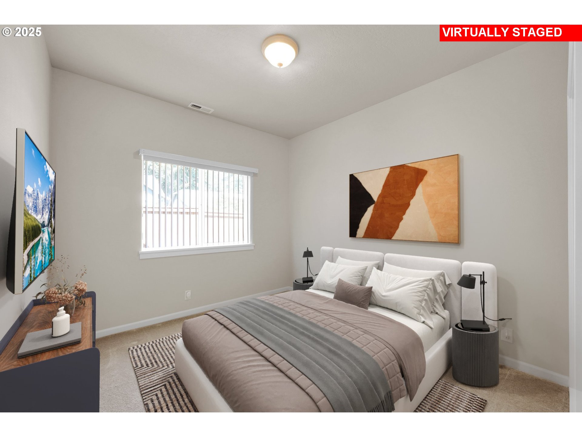 88075 9th Street Veneta, OR 97487 - Photo 29 of 45 a bedroom with a bed and a flat screen tv